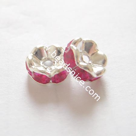 Rhinestone rondelle beads, acrylic,  6mm,hole:approx:1.2mm,