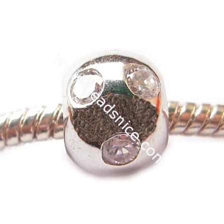 925 sterling silver European beads,with zircon,no ,