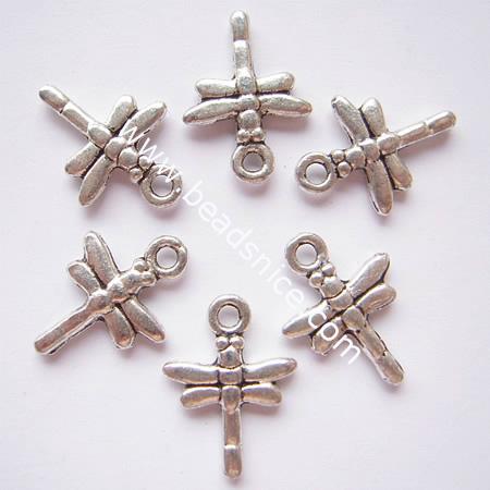 Dragonfly Alloy Charms, Antique Silver, Jewelry Penddant ,12x16mm,hole approx 1.5mm,