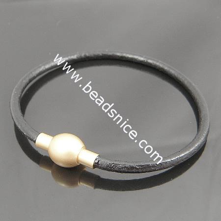 Jewelry Making Bracelet Cord,Real leather with brass clasp,3mm,8 inch,