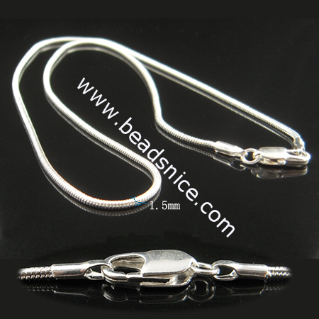 Brass Snake  Chain,Lead-free,Nickel-free,1.5MM,18 inch