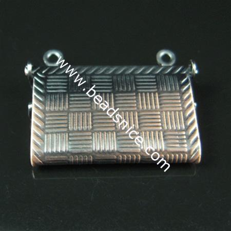 Brass Pendant, Album box, Rectangle , 13x19.8mm,Nickel free, Hole:Approx 1.5MM, 