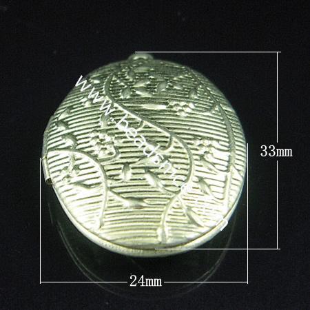Brass Pendant, Album box, Oval, 33x24mm,inside diameter 23x16.1mm,Nickel free, Hole:Approx 2MM,