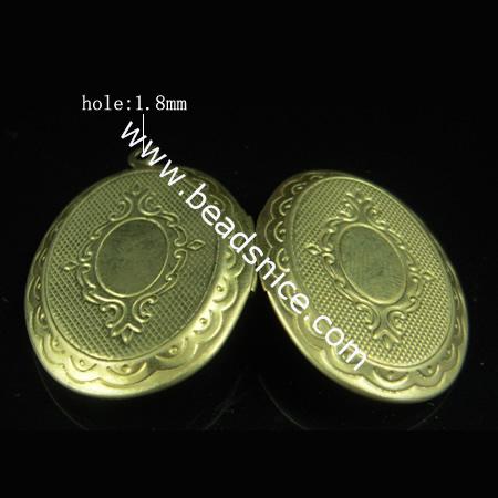 Brass Pendant, Album box, Oval, 33.5x23.5mm,inside diameter 23x16mm,Nickel free, Hole:Approx 1.8MM,