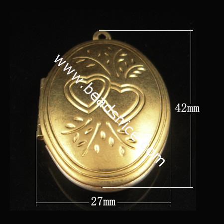Brass Pendant, Album box,Flat Round, 42x27mm,inside diameter 29x18mm,Nickel free, Lead Free,Hole:Approx 1.8MM, 
