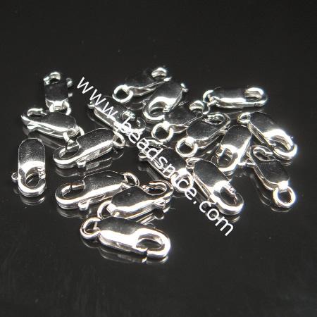 Sterling Silver Lobster Claw Clasps, platina plated, 14x5.5mm