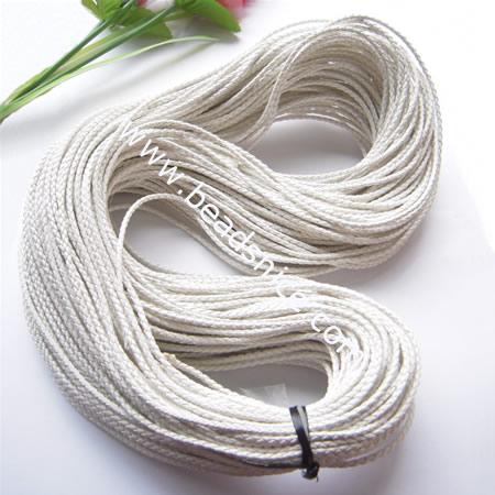 Leatheroid Cord, white, Braided, Six Strands twisted, 6mm, Length:100Yard,