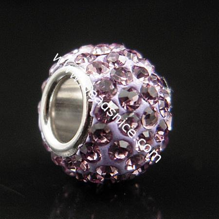 Rhinestone Beads European, Sterling Silver core,8x11mm,hole:approx 4.5mm,