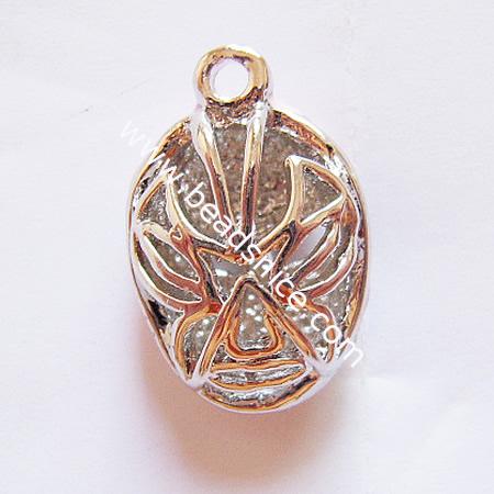 Jewelry Alloy Pendant with Rhinestone ,35x22x15mm,Nickel Free,Lead Free,hole:approx 3mm, 