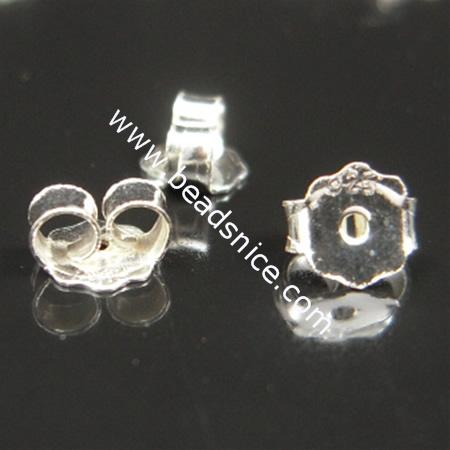 Sterling Silver Ear Stud Component, 4x4x2.5mm, Hole:Approx 0.5MM，
