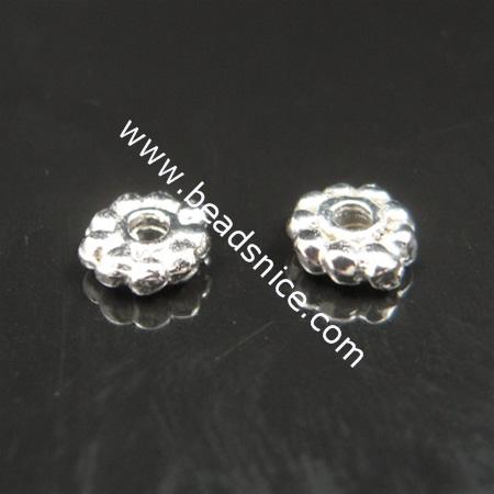 Sterling Silver Spacer Beads, 5x5x2mm, hole:1.5mm.