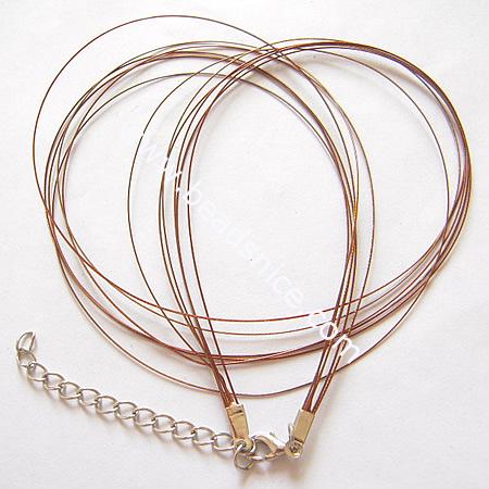 Jewelry Making Necklace Cord, Steel Wire with Iron Clasp, 0.5mm,  18.1 Inch ,