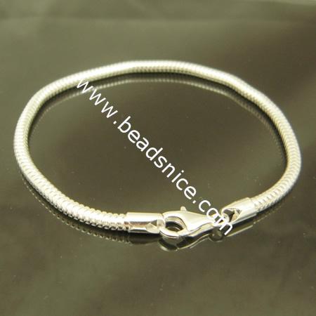 Sterling Silver European Bracelet, 3mm,  8 Inch