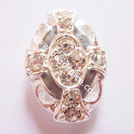 Jewelry spacer bars with middle east rhinestone, metal alloy, nickel-free, two rows, 20x14x7mm, Hole:approx 1.5mm,