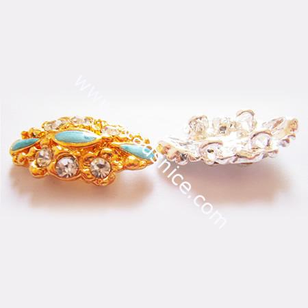 Jewelry spacer bars with middle east rhinestone, metal alloy, nickel-free, two rows, 20x10mm, Hole:approx 1.5mm,