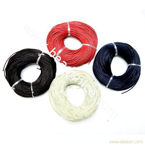 Real Leather Jewelry Cord,Cowhide, Mix-color, 4mm, Round,Length:100 Yard,