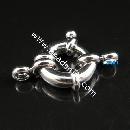 Brass Spring Ring Clasp, Lead-free,Nickel Free, Donut, 15mm, 