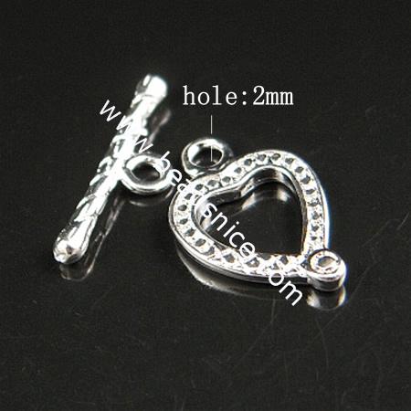 Toggle clasp, brass,nickel free, lead free,22.1x10.9mm,hole: approx 2mm,