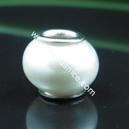 South Sea Shell Beads European style, with brass core, Rondelle, 9x12mm, A grade, Hole:Approx 4.5MM, 