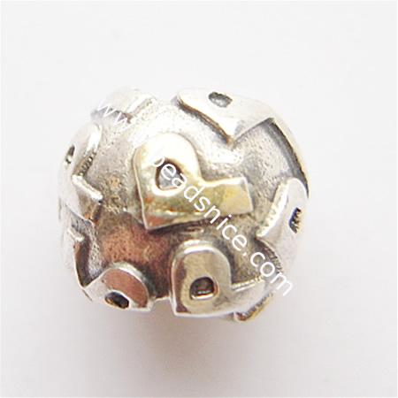 925 Sterling silver European style beads,no  ,Round,10x8.5mm,hole: 5mm,