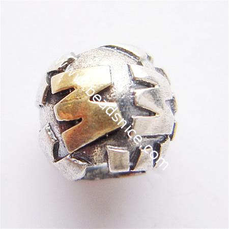 925 Sterling silver European style beads,no  ,Letter,Round,10x8.5mm,hole:approx 5mm,