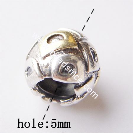 925 Sterling silver European style beads,no  ,Letter,Round,10x8.5mm,hole:approx 5mm,