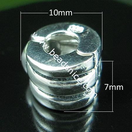 Sterling Silver European Clip/Stopp,Helix ,10x7mm,Hole:approx 4.4mm,