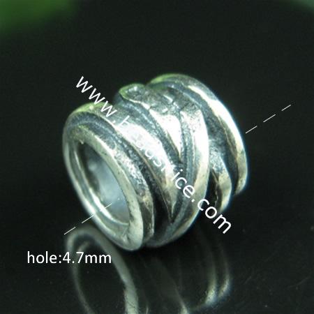 925 Sterling silver European style beads,no  ,6.7x8.7mm,hole:approx 4.7mm,