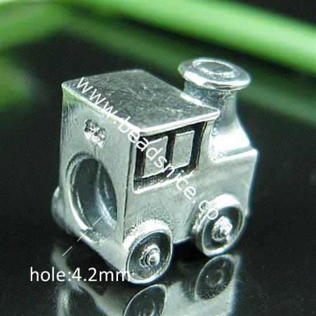 925 Sterling silver European style beads, ,11.1x7.8mm,hole:approx 4.2mm