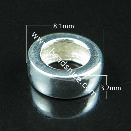 925 Sterling silver European style beads,no  ,8.1x3.2mm,hole:approx 5mm,