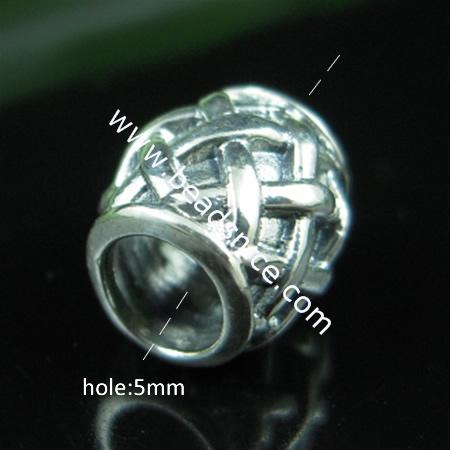925 Sterling silver European style beads,no  ,9x9mm,hole:approx 5mm,