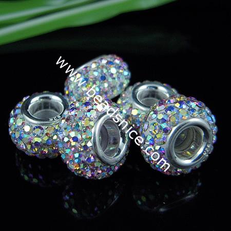 European beads style with Czechish Rhinestone,925 Sterling Silver core,no ,8mmx14mm,hole:approx 5mm,