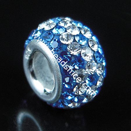 European beads style with Czechish Rhinestone,925 Sterling Silver core,no ,7x11,hole:approx 4.5mm,