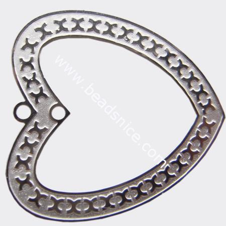 Stainless Steel Computer Beading Patch, jewelry drops,Heart,32x19mm,nickel free,Hole:about 1MM, 