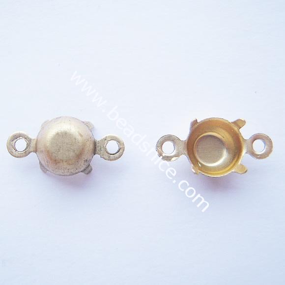 Brass Terminators, bead tip, bottom clamp on,5mm, nickel-free,double-loop, Hole:Approx 1MM, 