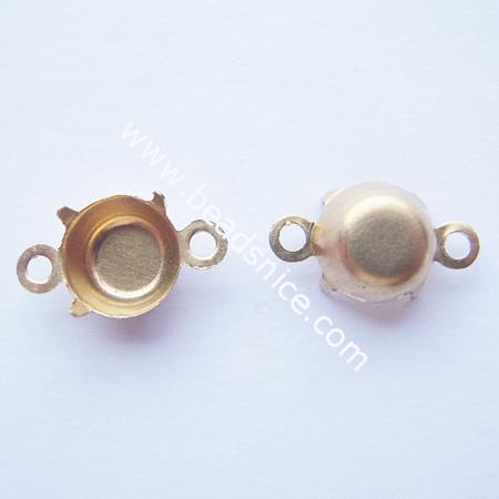 Brass Terminators, bead tip, bottom clamp on,6mm, nickel-free,double-loop, Hole:Approx 1MM, 