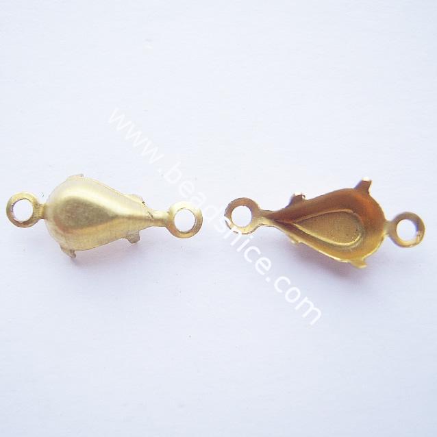 Brass Terminators, bead tip, bottom clamp on,5x8mm, nickel-free,hole:about 1mm,