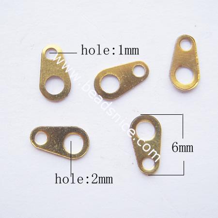 Brass Connectors/Link, lead free nickel free,6mm long,hole:approx 1mm,