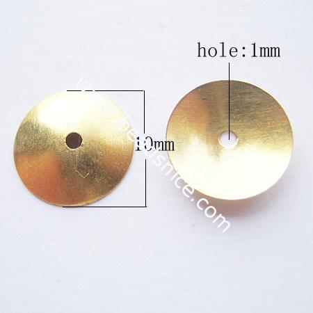 Brass Bead Cap, lead-free & nickel-free,  10mm, Hole:Approx 1MM, 