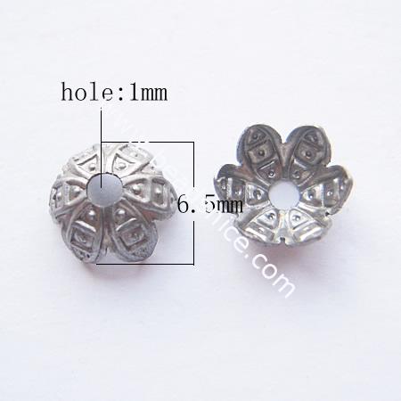Jewelry iron bead cap,nickel free,flower,6.5mm,hole:about 1mm,