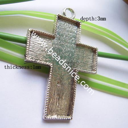 Jewelry alloy pendant,76.5x52.5mm,inside diameter:64.5x49.5mm,depth 3mm,thickness 1mm,hole:about 6.5mm,cross,nickel free,