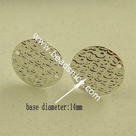 Jewelry brass ear stud component,0.8mm,base diameter:14mm,hole:approx 1mm,nickel free,lead safe,