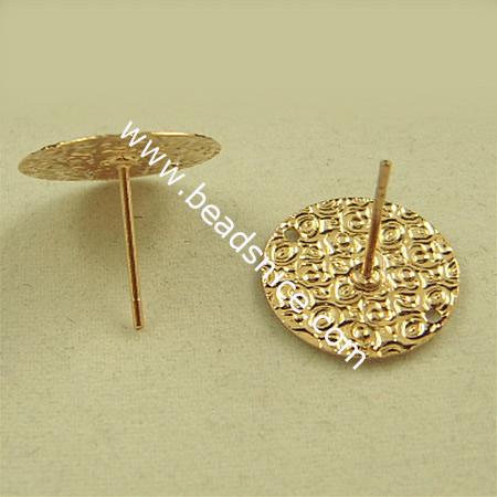 Brass hoop earrings , flat pad, without earnut, more plated colors for choice