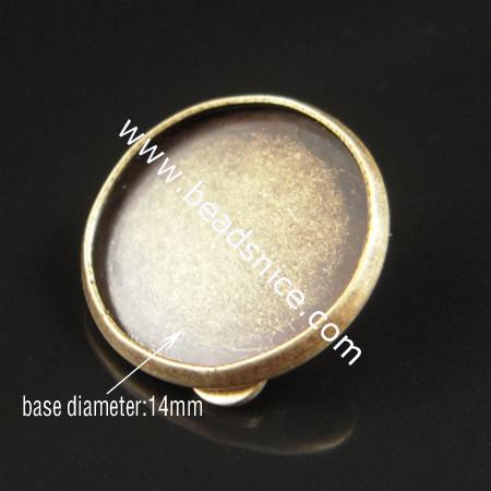 Jewelry brass ear stud component,base diameter:14mm,19.5mm long,nickel free,lead safe,