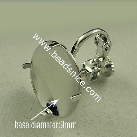Jewelry brass ear stud component,base diameter:9mm,21.5mm long,nickel free,lead safe, 