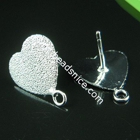 Brass Stud Earring, flat pad, without earnut, more plated colors for choice,heart,