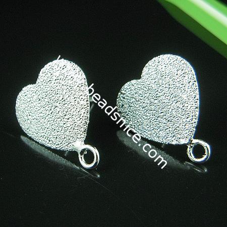 Brass Stud Earring, flat pad, without earnut, more plated colors for choice,heart,