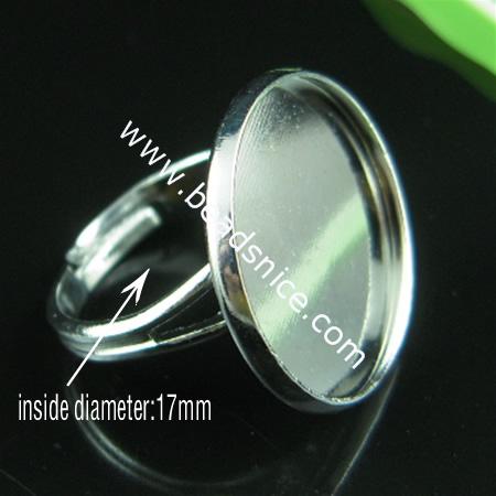 Fashionable silver ring base adjustable ring round cabochon settiings wholesale jewelry findings brass lead safe nickel free