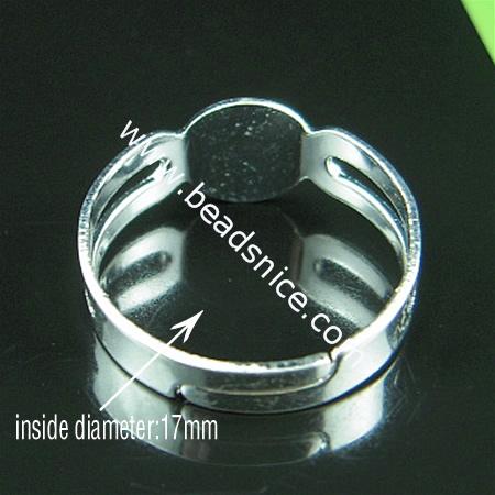 Jewelry Iron ring base,Adjustable,for design,nickel free,lead safe,base diameter:8x7.5mm,inside diameter:17mm,