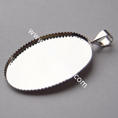 Pendant Blank,Pendant Settings,Brass ,lead-safe,nickel-free,Oval, Blank with Welded Bail,fits 25x18mm oval,hole:about 3.5mm,Hand